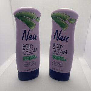 Nair Body Cream Hair Remover Soothing Aloe & Water Lily Scent 9 oz 2pc